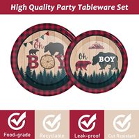 Décorations modernes de 194 pièces pour fête prénatale de bûcheron Oh Boy Buffalo Plaid Party Supplies for Boys