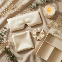 Coffret Cadeau de Sommeil en Soie de Mûrier Premium Blanc Avoine, comprenant Masque de Nuit 3D, Taie d'Oreiller et Chouchou, pour Demoiselle d'honneur, Cadeau de Mariage, Cadeau Fête des Mères