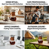 Kingze Cafetière portable en verre borosilicaté 400ml 600ml 800ml Verser sur les cafetières Serveur de café italien avec filtre