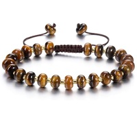 Bracelet en pierre œil de tigre 5*8mm, bracelet chakra réglable, 7 couleurs, perles de lapis-lazuli naturelles, bracelet tressé pour femmes