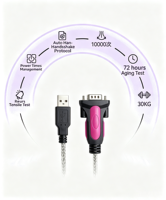 Câble Série USB vers DB9 RS232 FT232, Adaptateur Convertisseur de Port COM 9 Broches de Qualité Industrielle, Câble USB 2.0 en Cuivre Sans Oxygène