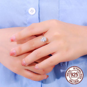 婚礼水滴2CT立方锆石S925纯银永恒戒指女性订婚饰品承诺戒指 - Product Image 3