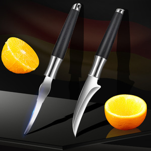 Pelador de frutas de acero inoxidable 304, juego de cuchillos multifunción para cocina, rebanador de naranjas con mango negro - Product Image 1