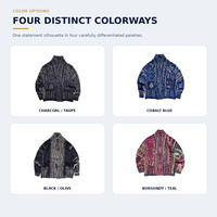 Cardigan en tricot 3D 100 % coton pour homme, motif signe de la paix, patchwork, col châle oversize, vente en gros, OEM