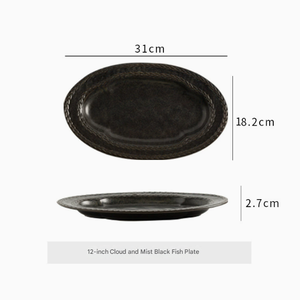 Assiette en céramique Cloud Mist de 12/14 pouces, plat de service ovale pour le <span class=keywords><strong>poisson</strong></span>, les desserts, le petit-déjeuner et l'utilisation en restaurant - Product Image 3