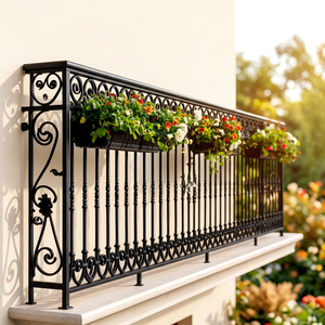 Modern Wrought Iron <strong>Handrail</strong> for Staircase &amp; Balcony Easy to Install <strong>Outdoor</strong> Deck Apartment Railing with Waterproof Mounting - Product Image 2