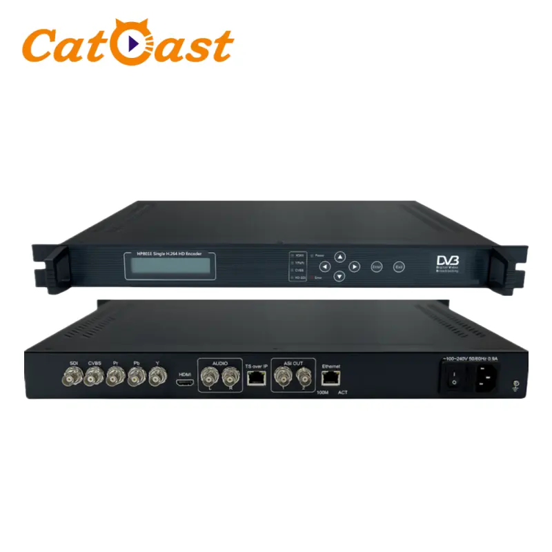 Encodeur CATV MPEG4 H.264 Encodeur CVBS HD MI SDI vers ASI IP 1080p Système de diffusion TV numérique