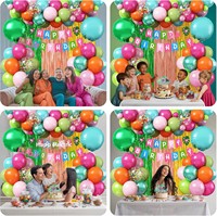 Kits de décorations de ballons pour fête d'anniversaire tropicale hawaïenne avec bannière d'anniversaire flamant rose et décoration de gâteau pour baby shower