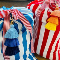 Sac d'emballage à cordon pour décoration de Noël Sac de rangement à cordon de serrage à rayures Sac à bonbons de Noël Sublimation en toile Sacs Père Noël
