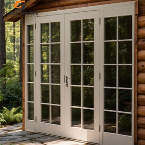 GS Modern French Double Entry Door with Multi Pane Glass for Villas - Product Image 1
