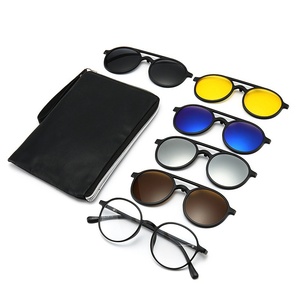 Hot Sale TR90 Night Vision Driving <b>Sunglasses</b> 5 in 1 <b>Clip</b>-<b>on</b> <b>Magnetic</b> Polarized Tac Lenses Material with Pouch - Product Image 1