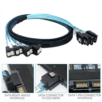 Kabel Breakout MiniSAS SFF-8087 4x SATA 6Gbps Kabel Data Kecepatan Tinggi PVC Terjalin untuk Server RAID Controller Storage Array 1m