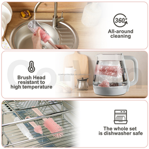 US EU Patent Baby Products 6 in 1 <b>Storage</b> Holders <b>Racks</b> Silicone Bottle Brush Travel Portable Baby Feeding Bottle Drying <b>Rack</b> - Product Image 6