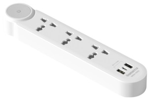 Home Use <b>Extension</b> Cord 3 Universal Outlets Power Strip 10A 2000W PP Fire-Resistant with 2 USB 1 Type C Port - Product Image 2
