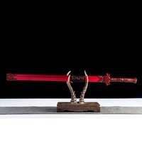 Épée artisanale 1065CS en bronze rouge antique, gravure en relief 3D, collection de décorations traditionnelles chinoises à motif Huiwen