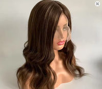 Perruque 3/4 demi-perruque en dentelle suisse avec base en soie, cheveux humains vierges russes entièrement naturels, perruque juive casher avec dessus en soie pour la peau