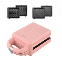 Mini gaufrier électrique avec thermostat réglable, plaques amovibles antiadhésives et protection de sécurité pour usage domestique