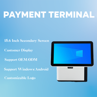 Systèmes de paiement tout-en-un à double écran pour caisse enregistreuse, prix usine OEM/ODM, écran tactile 15,6 pouces, PDV de vente au détail multi-OS