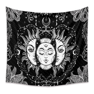 Tejido personalizado blanco Negro Sol Luna tapiz Tarot colgante de pared para astrología adivinación colcha estera para <span class=keywords><strong>brujería</strong></span> impresa - Product Image 3