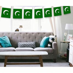 Hot Selling Polyester Pakistan Bunting 5.5*8 Inch String Flag National <b>Banner</b> of Pakistani for Outdoor Indoor Decoration - Product Image 3