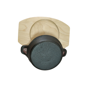 Nhà máy đúc sắt Vòng GRATIN sizzler tấm với hai xử lý với khay gỗ cho lò nướng ngoài trời - Product Image 4