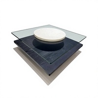 Table basse carrée élégante, design nordique épuré en MDF noir de qualité supérieure, pièce unique, pour l'intérieur du salon