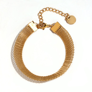 Bracelet tressé en acier inoxydable plaqué or 18 carats, bijoux tendance pour femmes, vente en gros - Product Image 3