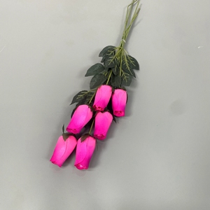 Cadeau de maison artisanat décoratif fait à la main couleurs vives fleurs sèches naturelles grand bouquet de bourgeons de roses en bois avec tige en fer - Product Image 5