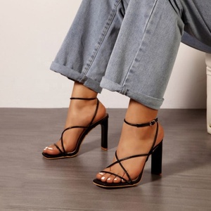 Sandales d'été polyvalentes à bout carré, ouvert, à fines brides croisées, à talons hauts, pour la barre, la <span class=keywords><strong>danse</strong></span> et l'extérieur, pour femmes - Product Image 3