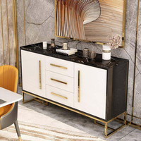 Meuble buffet moderne, base en acier inoxydable, table console de luxe en bois antique avec tiroir pour le couloir