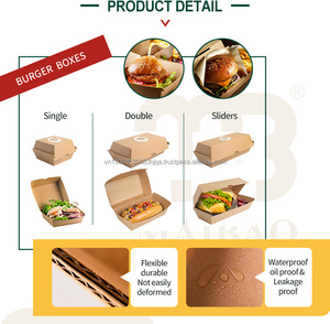 Récipient à emporter en papier kraft facile à plier pour hamburger chips poulet autres emballages d'aliments - Product Image 2