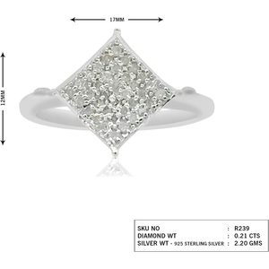 Jewelspaark 925 Sterling Silver Princess Cut Diamond <b>Ring</b> 0.21 Ct Square Geometric Women's Engagement <b>Fine</b> Jewelry US Size 5 - Product Image 4
