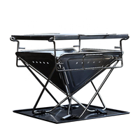Barbecue pliable d'extérieur, poêle de camping à 3 niveaux, chauffage au charbon de bois réglable en hauteur