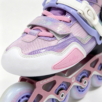 Patins à roulettes ajustables pour enfants, 4 roues, roulements ABEC-7, cadre en aluminium CNC, roues en PU cristal PP, rollers pour jeunes, semelles supplémentaires