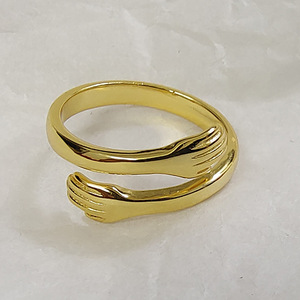 Anillos de plata de ley S925 para pareja, anillos de mano para abrazar, banda ajustable, joyería, anillo de amor para <span class=keywords><strong>siempre</strong></span>, regalo - Product Image 2