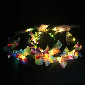 Amore Dello Sweety LED Corona di Fiori Della Fascia di Cerimonia Nuziale Lampeggiante Floreale Copricapo Ghirlanda