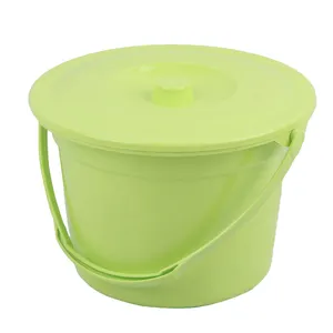 Cubo de plástico circular de colores con tapa para levantar el agua, duradero y resistente a los impactos, Cubo de lavado de coches, Cubo de fregona para el hogar