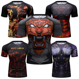 <strong>Custom</strong> Logo Polyester Spandex Sport <strong>T</strong> <strong>Shirt</strong> Men <strong>3d</strong> Sublimation Heat Transfer <strong>Printing</strong> Running Compression Fitness <strong>Shirt</strong> Rash Top - Product Image 1