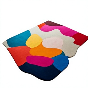 Tapis moderne de qualité supérieure, géométrique, tufté à la main, mélange laine/viscose, beige, antidérapant, résistant aux taches, prix bas, TEXTILES INDIENS - Product Image 1