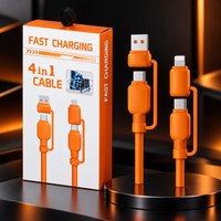 Nouveau câble USB Type-C 4-en-1 240W pour iPhone et Android, charge rapide 5A, gaine en nylon, 1,2 m