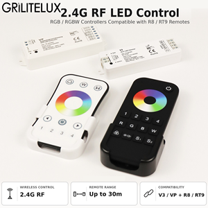 <b>RGB</b> Strip Light <b>Controller</b> V3 2.4GHz RF 12-24V DC 3-Channel PWM Output for Color Changing LED Shelf Lighting - Product Image 1