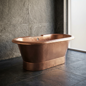 อ่างอาบน้ำทองแดงโบราณแบบตั้งพื้นสำหรับบ้านและโรงแรม - งานฝีมืออินเดีย - Product Image 3