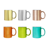 Tasse à café en céramique plaquée or métallique, vierge pour sublimation, en porcelaine brillante, pour la vente en gros commerciale, unité de base de la ligne Hub