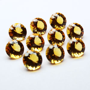 Fabrication de bijoux DIY, pierres précieuses en vrac faites à la main, citrine semi-précieuse, forme ronde, taille facettée, taille et forme personnalisées, pierre naturelle - Product Image 1