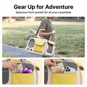 حقيبة ظهر محمولة للحيوانات الأليفة قابلة للتنفس ومناسبة لجميع الفصول، حقيبة سفر للقطط والكلاب، حقيبة ظهر للحيوانات الأليفة للسفر عبر الحدود. - Product Image 4