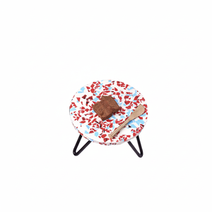 Support à gâteau en bois avec mélange de couleurs uniques en résine époxy, pieds en métal, rehausseur de dessert pour les célébrations, le service de thé et les fêtes élégantes - Product Image 1