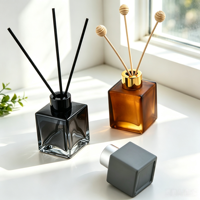 Bouteilles de diffuseur de parfum carrées les plus vendues 50ml 100ml 150ml 200ml 300ml Bouteille de diffuseur à bâtonnets en verre