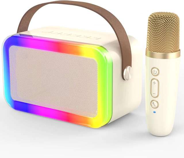 Karaoke Machine for Kids Adults, Portable BT Speaker with 2 Wireless Microphones, Karaoke Toys for Family Party