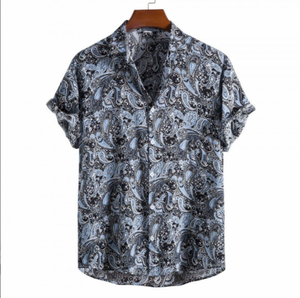 Camicia da <span class=keywords><strong>uomo</strong></span> personalizzata floreale Casual a maniche corte <span class=keywords><strong>abbigliamento</strong></span> da spiaggia stile etnico estivo di <span class=keywords><strong>grandi</strong></span> dimensioni - Product Image 4