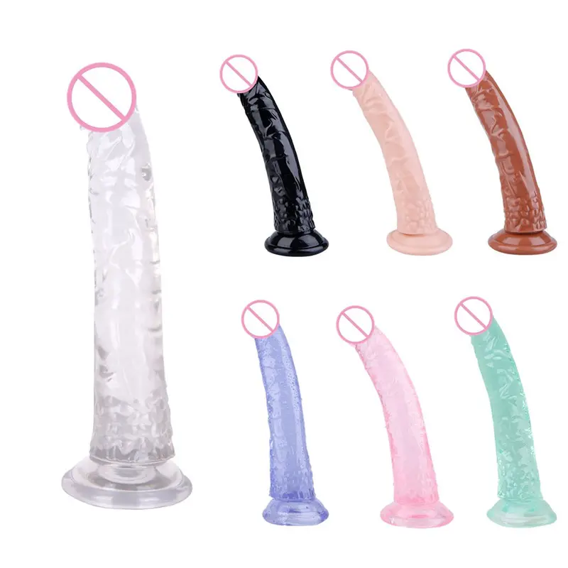 Sex Shop ราคาถูก 8.25 นิ้วช่องคลอด Anal หมกมุ่น Pvc ดูดสมจริง Dildos